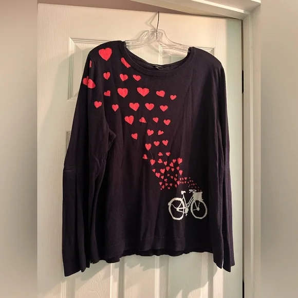 Talbots Sweaters Heart And Bicycle Navy Talbots Sweater 2x